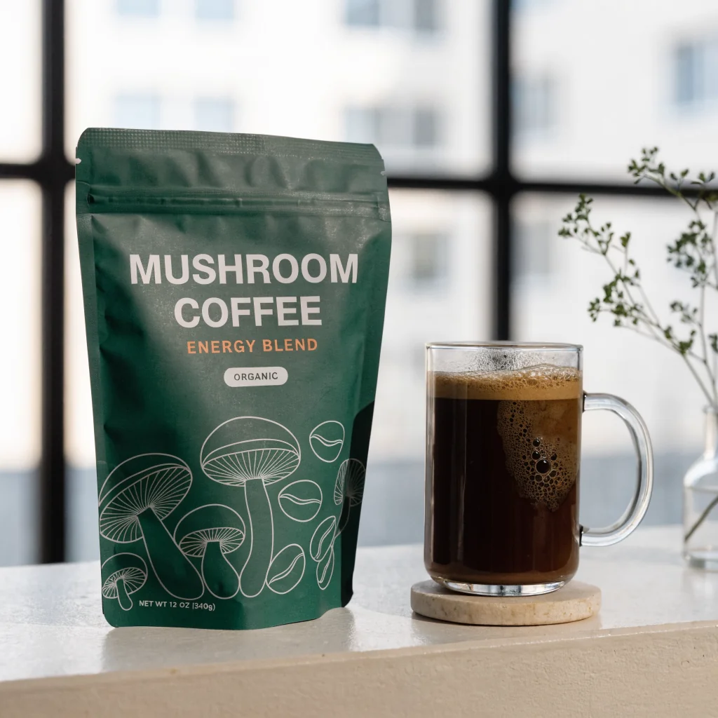 Yege packaging and coffee in natural setting